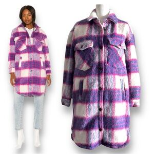 BlankNYC Prime Time Pink Purple Plaid Coat